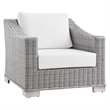 Modway Conway 4-Piece Fabric & Rattan Outdoor Furniture Set in Light Gray/White