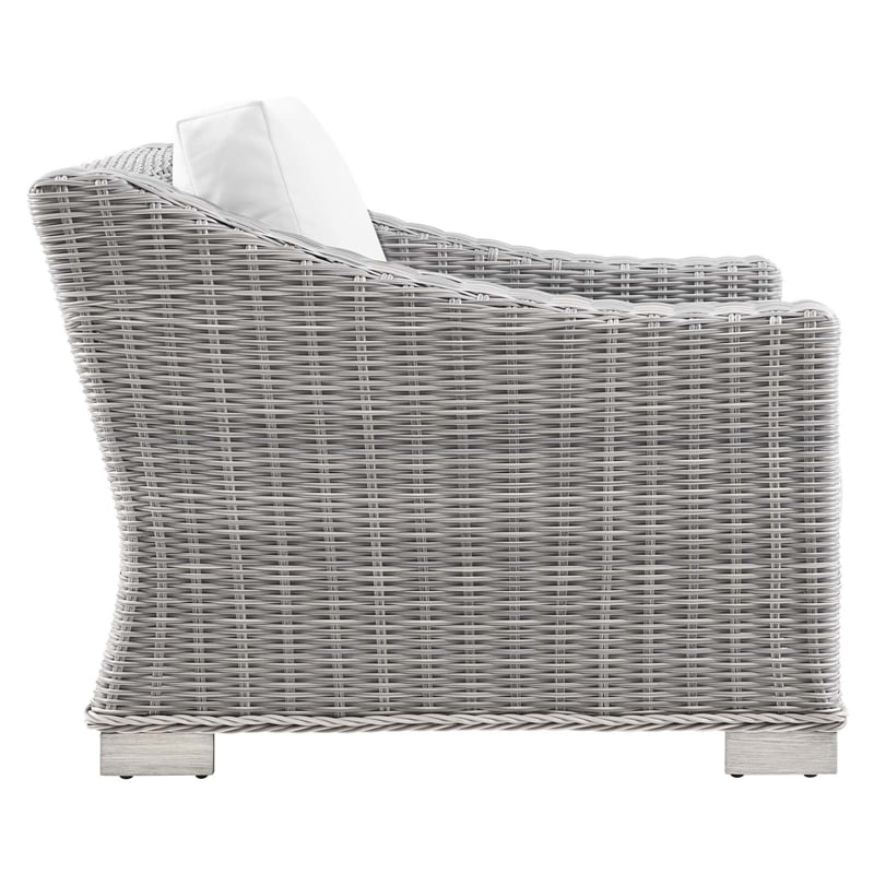 Modway Conway 4-Piece Fabric & Rattan Outdoor Furniture Set in Light Gray/White
