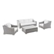 Modway Conway 4-Piece Fabric & Rattan Outdoor Furniture Set in Light Gray/White