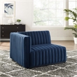 Modway Conjure Modern Channel Tufted Velvet Left-Arm Chair in Midnight Blue