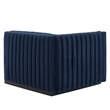 Modway Conjure Modern Channel Tufted Velvet Left-Arm Chair in Midnight Blue