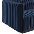 Modway Conjure Modern Channel Tufted Velvet Left-Arm Chair in Midnight Blue