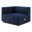 Modway Conjure Modern Channel Tufted Velvet Left-Arm Chair in Midnight Blue