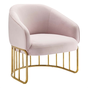 Modway Legacy Modern Performance Velvet Armchair in Pink/Gold