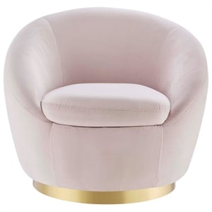 Modway Buttercup Modern Performance Velvet Swivel Chair in Gold/Pink