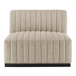 Modway Conjure Modern Channel Tufted Fabric Armless Chair in Beige/Black