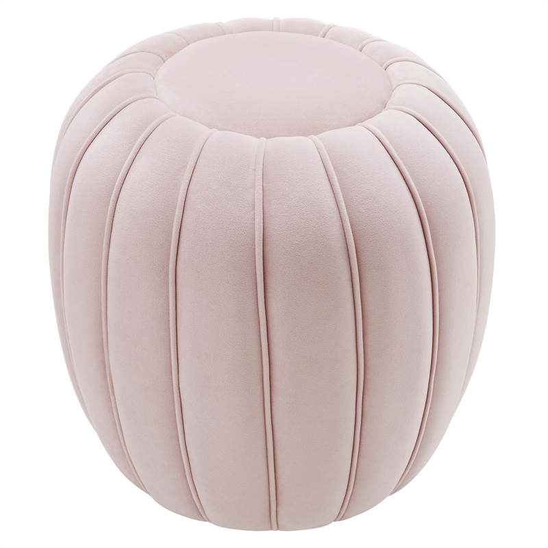 Modway Celebrate Modern Channel Tufted Performance Velvet Ottoman in Pink