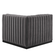 Modway Conjure Modern Channel Tufted Velvet Left Corner Chair in Gray