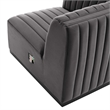 Modway Conjure Modern Channel Tufted Velvet Left Corner Chair in Gray