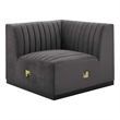 Modway Conjure Modern Channel Tufted Velvet Left Corner Chair in Gray