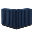 Modway Conjure Modern Channel Tufted Velvet Left Corner Chair in Midnight Blue
