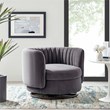 Modway Embrace Upholstered Velvet Fabric Swivel Chair in Black/Gray