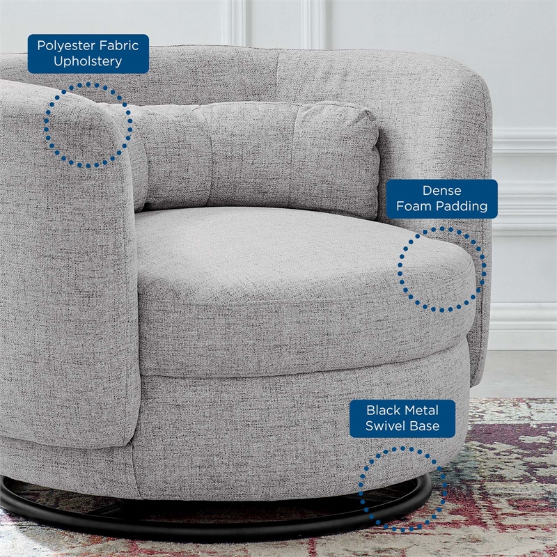 Modway Relish Upholstered Fabric Swivel Chair in Black/Light Gray
