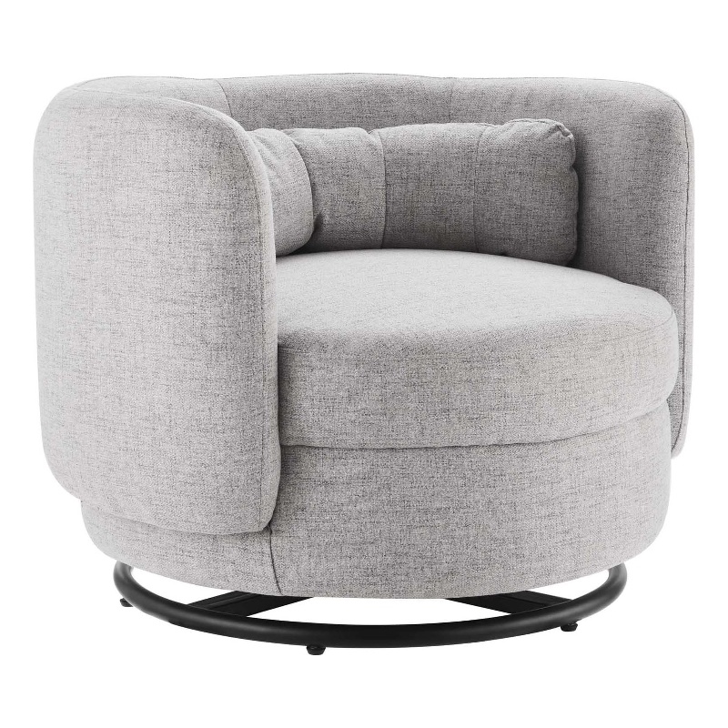 Modway Relish Upholstered Fabric Swivel Chair in Black/Light Gray
