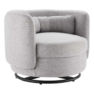 Modway Relish Upholstered Fabric Swivel Chair in Black/Light Gray