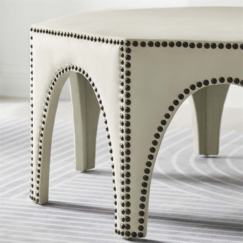 Modway Victory Modern Performance Velvet Ottoman in Ivory/Black
