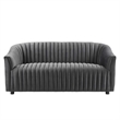 Modway Announce Modern Performance Velvet Channel Tufted Loveseat in Charcoal
