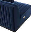 Modway Conjure Modern Channel Tufted Velvet Right Corner Chair in Midnight Blue