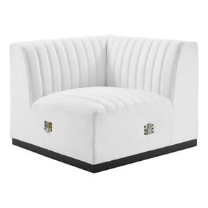 Modway Conjure Modern Channel Tufted Fabric Right Corner Chair in White