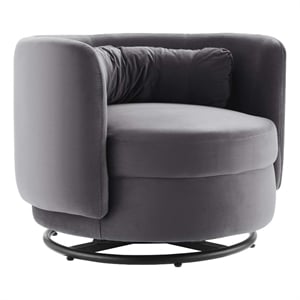 Modway Relish Upholstered Performance Velvet Swivel Chair in Black/Gray