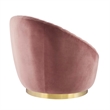 Modway Whirr Upholstered Velvet Fabric Swivel Chair in Gold/Dusty Rose Pink