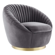 Modway Whirr Upholstered Performance Velvet Swivel Chair in Gold/Gray
