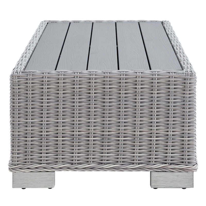 Modway Conway 4-Piece Fabric & Rattan Patio Furniture Set in Light Gray