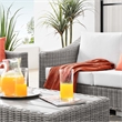 Modway Conway 4-Piece Fabric & Rattan Patio Furniture Set in Light Gray/White