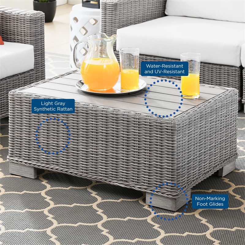 Modway Conway 4-Piece Fabric & Rattan Patio Furniture Set in Light Gray/White