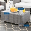 Modway Conway 4-Piece Fabric & Rattan Patio Furniture Set in Light Gray/White