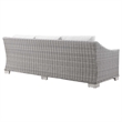 Modway Conway 4-Piece Fabric & Rattan Patio Furniture Set in Light Gray/White