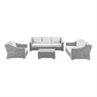 Modway Conway 4-Piece Fabric & Rattan Patio Furniture Set in Light Gray/White