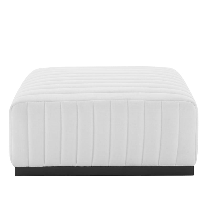Modway Conjure Modern Channel Tufted Fabric Upholstered Ottoman in White