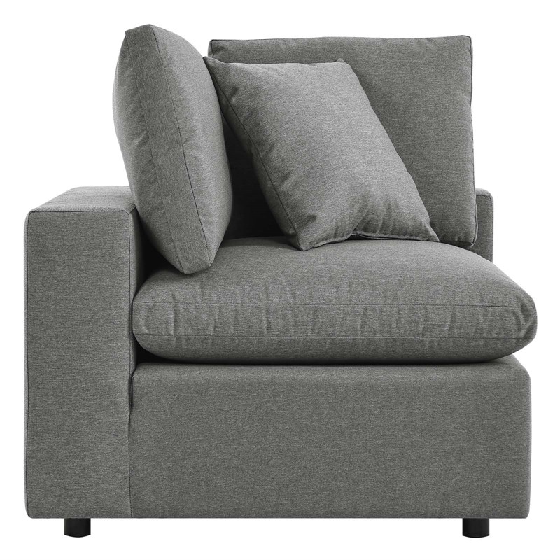 Modway Commix Modern Fabric Upholstered Outdoor Sofa in Charcoal