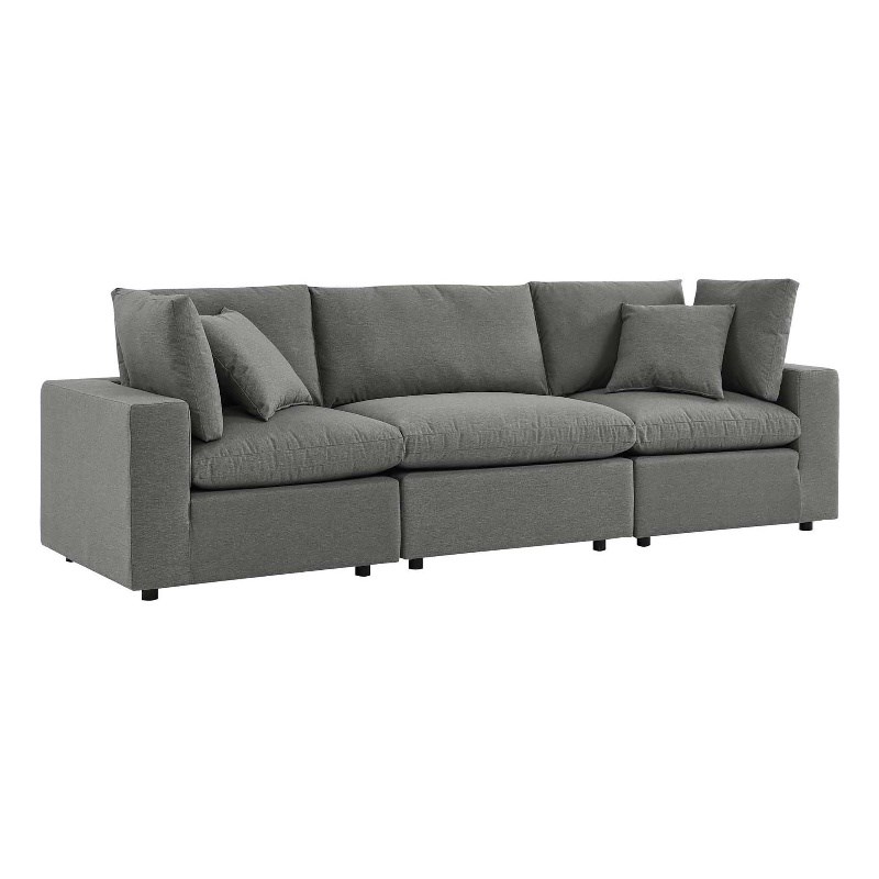 Modway Commix Modern Fabric Upholstered Outdoor Sofa in Charcoal