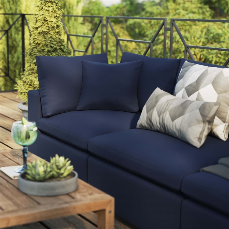 Modway Commix Modern Fabric Upholstered Outdoor Sofa in Navy