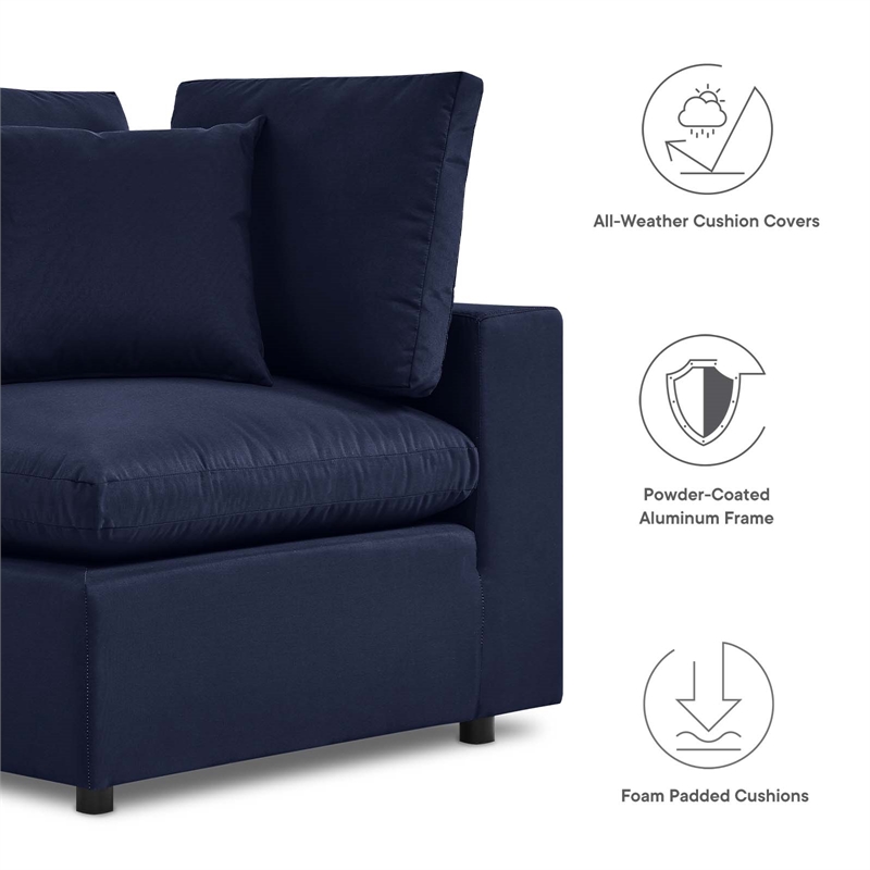 Modway Commix Modern Fabric Upholstered Outdoor Sofa in Navy