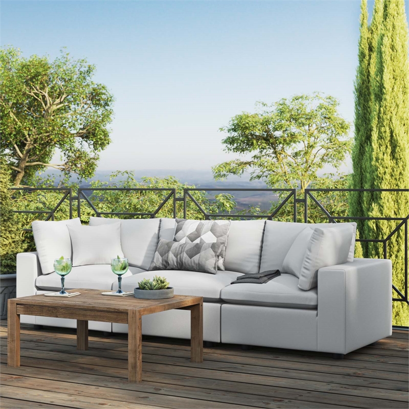Modway Commix Modern Fabric Upholstered Outdoor Sofa in White