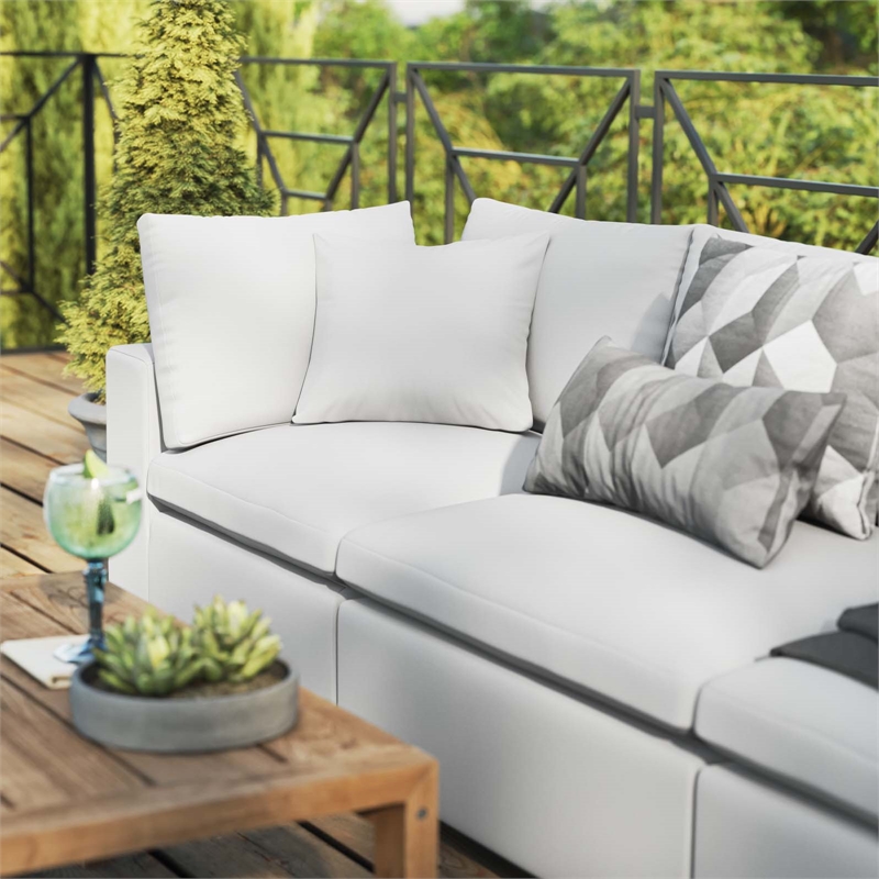 Modway Commix Modern Fabric Upholstered Outdoor Sofa in White