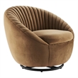 Modway Whirr Upholstered Velvet Fabric Swivel Chair in Black/Cognac Brown