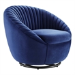 Modway Whirr Tufted Performance Velvet Swivel Chair in Black/Navy