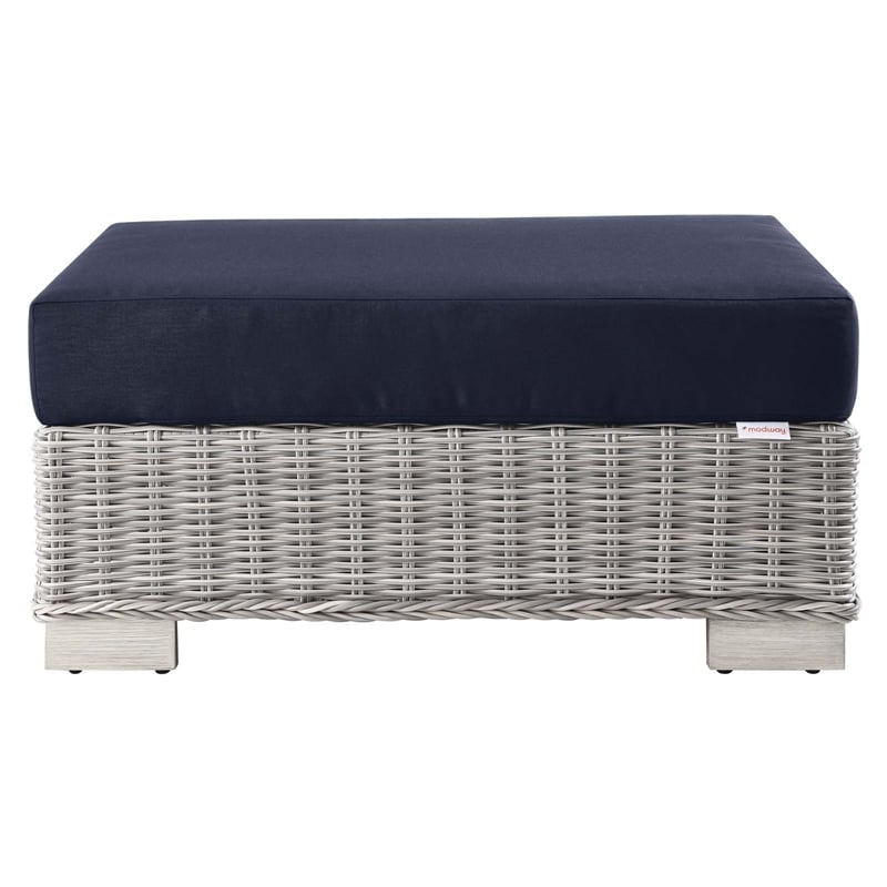 Modway Conway 5-Piece Rattan/Fabric Patio Furniture Set in Light Gray/Navy