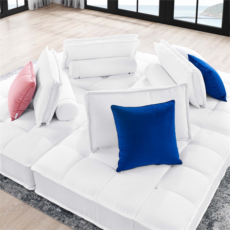 Modway Saunter 4-Piece Modern Tufted Fabric Sectional Sofa in White