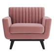 Modway Engage Channel Tufted Performance Velvet Armchair in Dusty Rose Pink