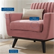 Modway Engage Channel Tufted Performance Velvet Armchair in Dusty Rose Pink