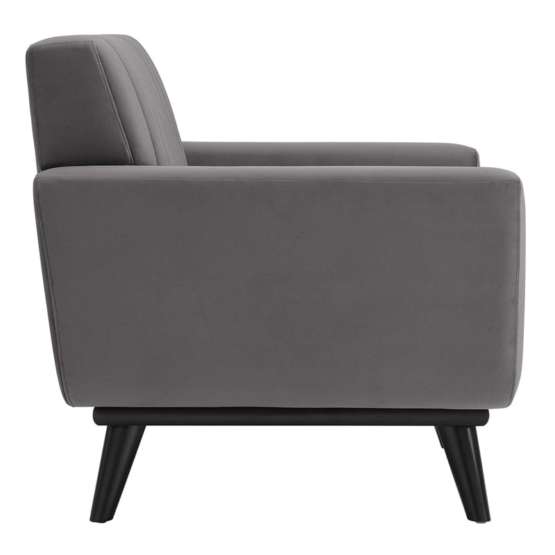 Modway Engage Channel Tufted Performance Velvet Armchair in Gray