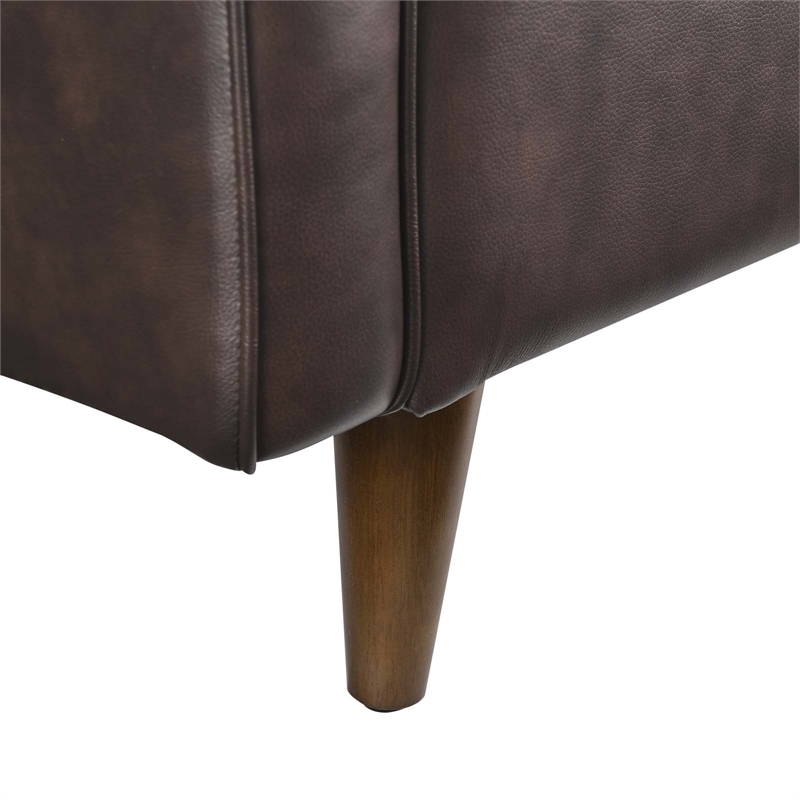 Modway Impart Modern Cushion Back Genuine Leather Upholstered Loveseat in Brown