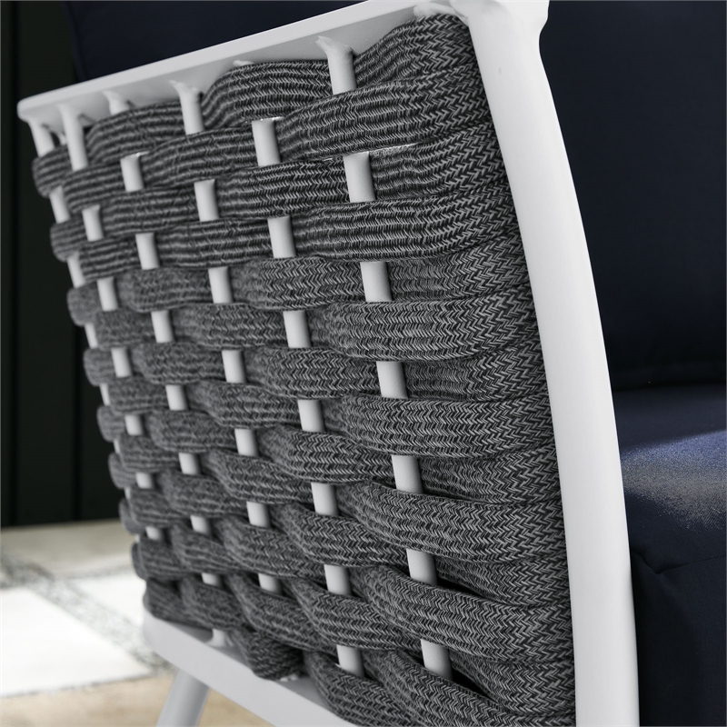 Modway Stance Modern Fabric & Aluminum Outdoor Left-Facing Armchair in Navy