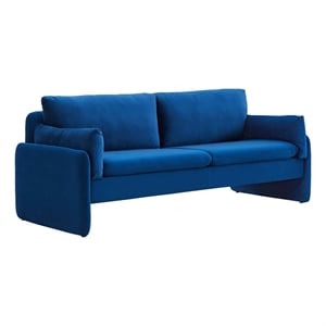 Modway Indicate Modern Performance Velvet & Foam Sofa in Navy Blue