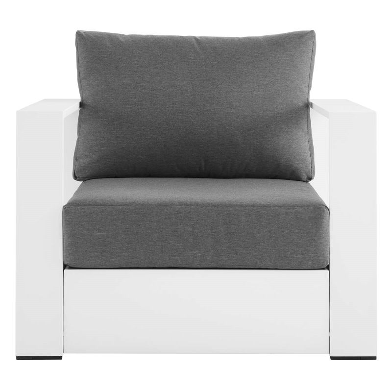 Modway Tahoe Modern Fabric/Aluminum Outdoor Armchair in Charcoal/White